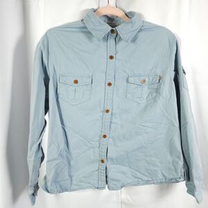 Eddie Bauer Womens Large Blue Western Cotton Button Down Long Sleeve Shirt